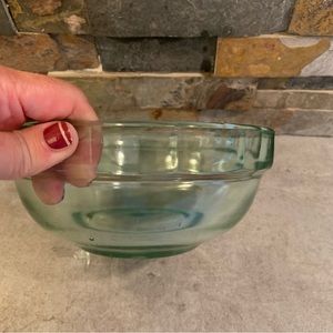 Vintage US GLASS TUFGLAS Green Glass Bowl Depression Glass Dish